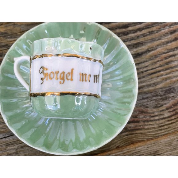 Antique German Porcelain Forget me not Demitasse Cup and Saucer - Picture 3 of 10